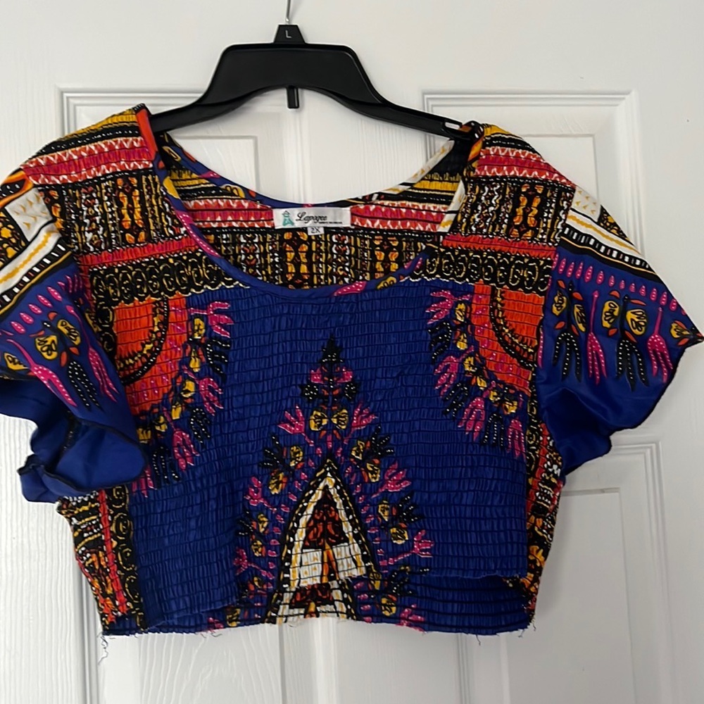 Tribal print crop top blouse